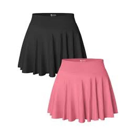 OQQ 2-n-1 Basic Flared Mini Skirt Black - Picture 2 of 2